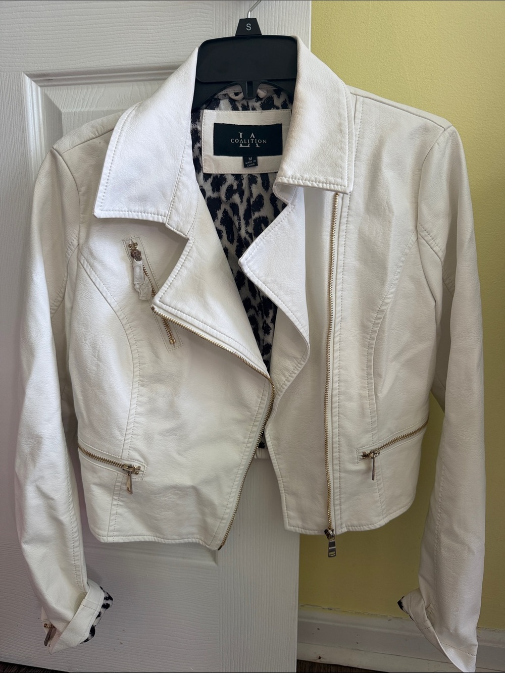 TA Collection White Leather Moto Jacket